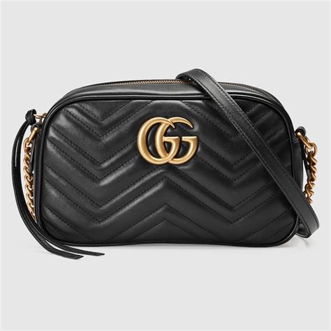 gucci tracolla pelle nera|Borsa GG Marmont Small in pelle matelassé in Nero .